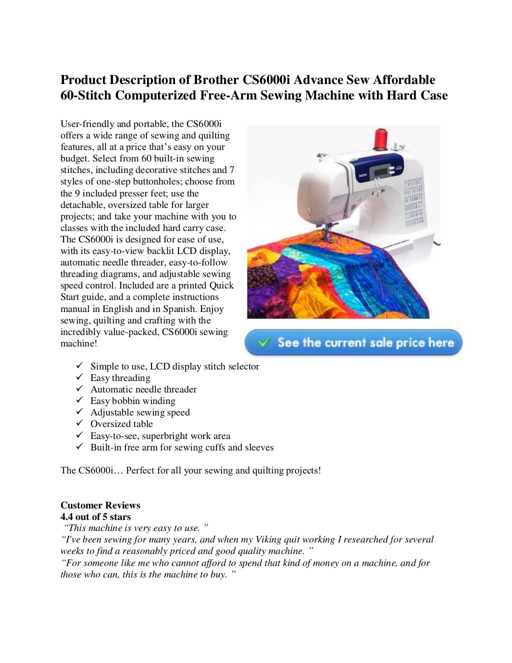 Brother CS6000i Sewing Machine Review