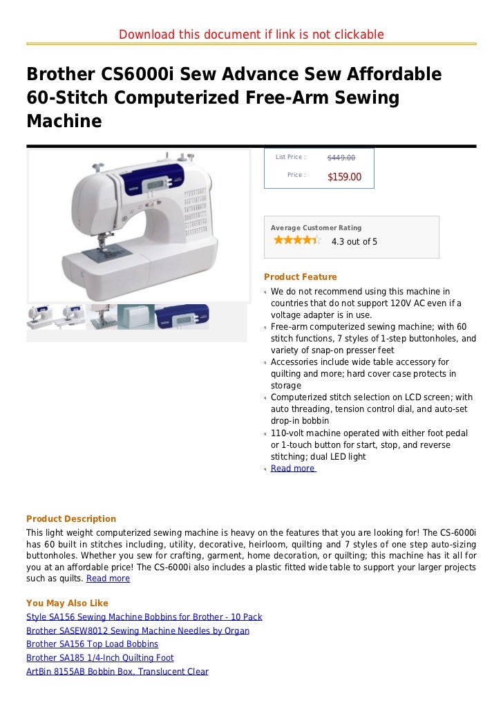 Brother cs6000i sew advance sew affordable 60 stitch computerized free