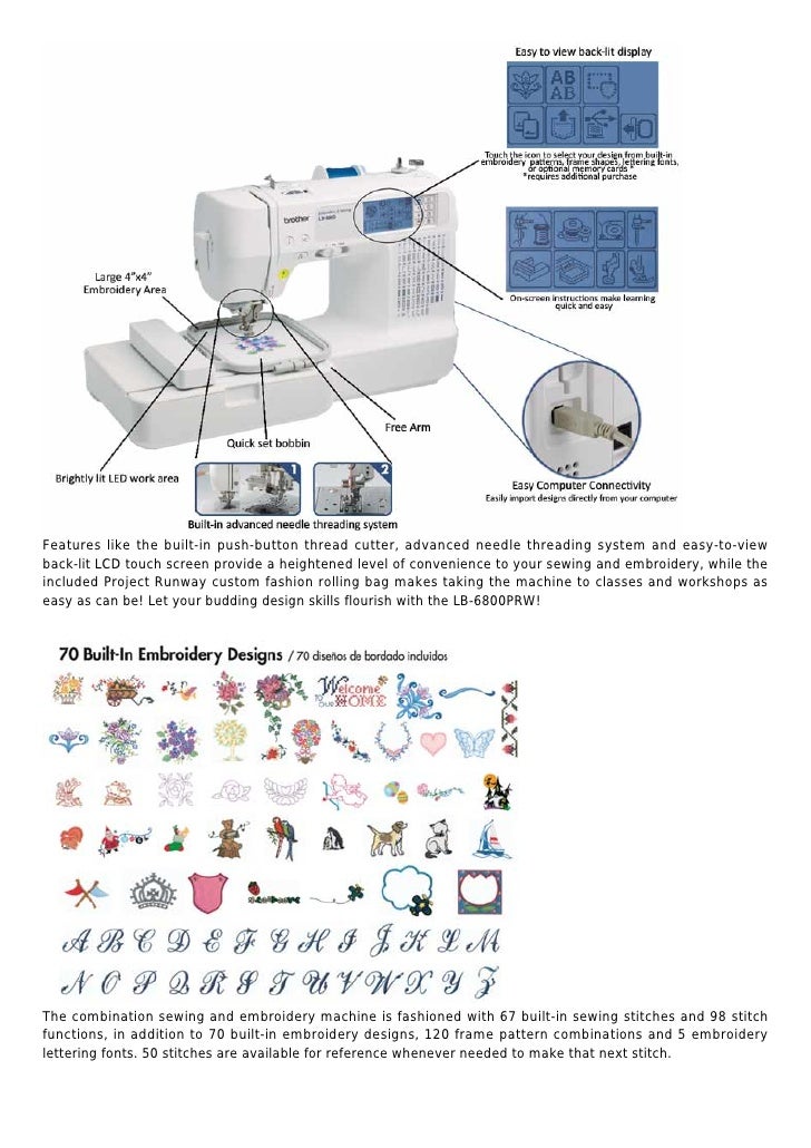 Brother lb6800 prw project runway computerized embroidery and sewing