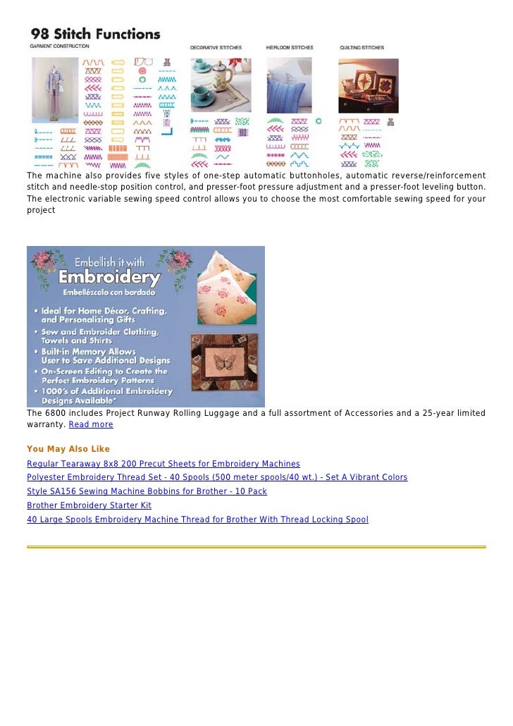 Brother lb6800 prw project runway computerized embroidery and sewing