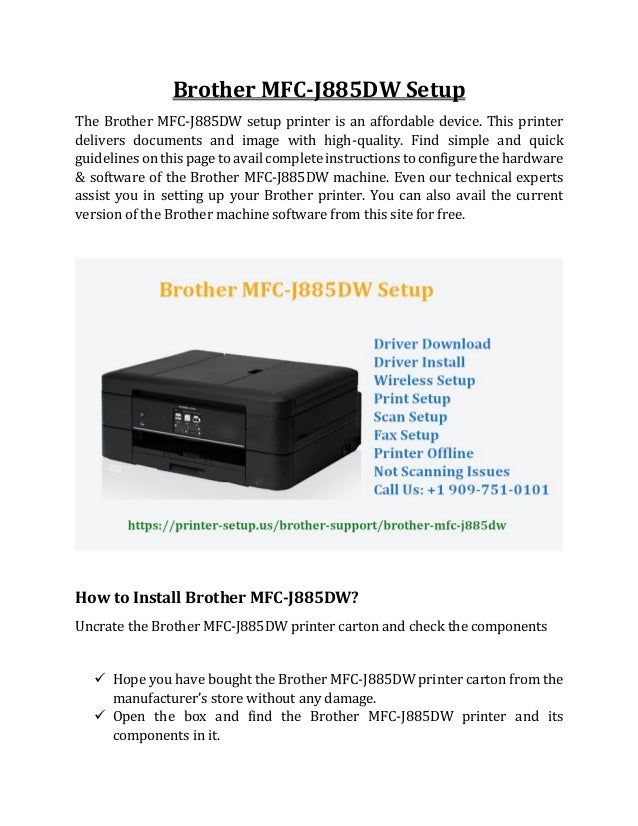Brother MFCJ885DW Setup and Installation Guide