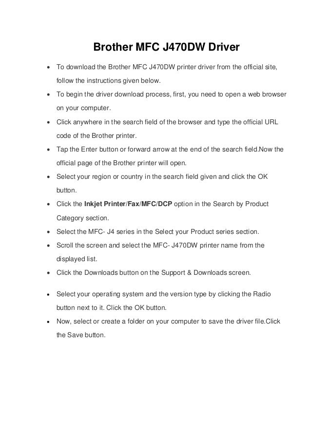 Brother Mfc J470DW Driver Download and Install Brother Setup