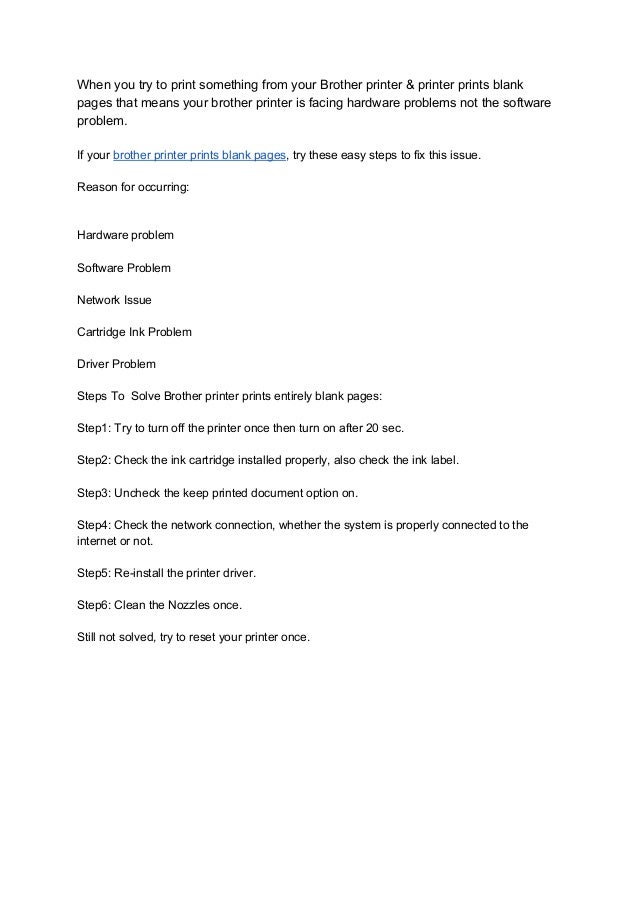 Brother printer prints blank pages