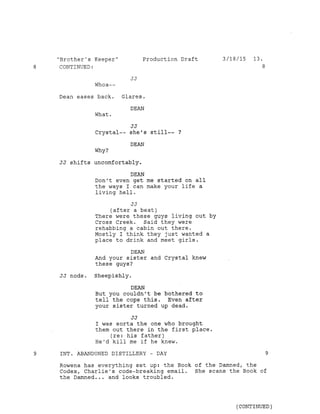 Supernatural 10.23 Brother's Keeper Script (Production Draft) Slide 16