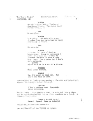 Supernatural 10.23 Brother's Keeper Script (Production Draft) Slide 18