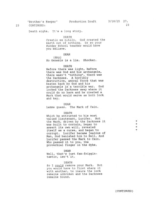 Supernatural 10.23 Brother's Keeper Script (Production Draft) Slide 28