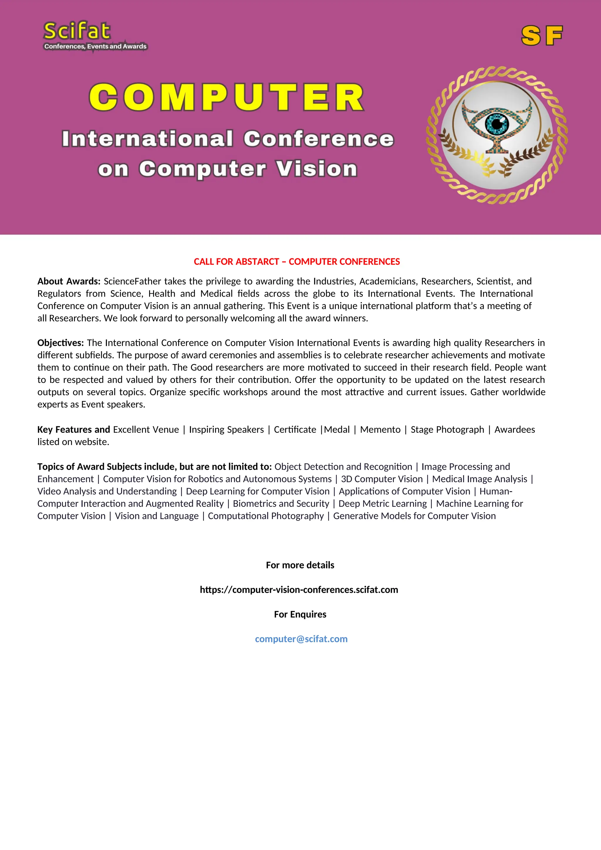 22nd Edition of International conference on computer vision | DOCX