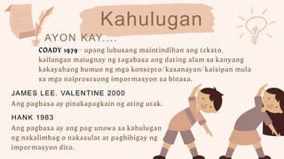 Kahulugan
AYON KAY....
JAMES LEE. VALENTINE 2000
HANK 1983
 