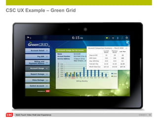 CSC UX Example – Green Grid




   Multi-Touch Video Wall User Experience   5/26/2011   18
 