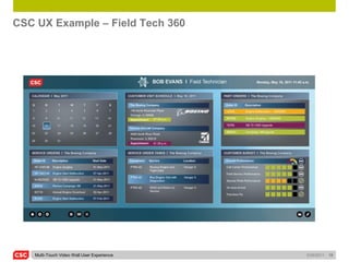 CSC UX Example – Field Tech 360




   Multi-Touch Video Wall User Experience   5/26/2011   19
 