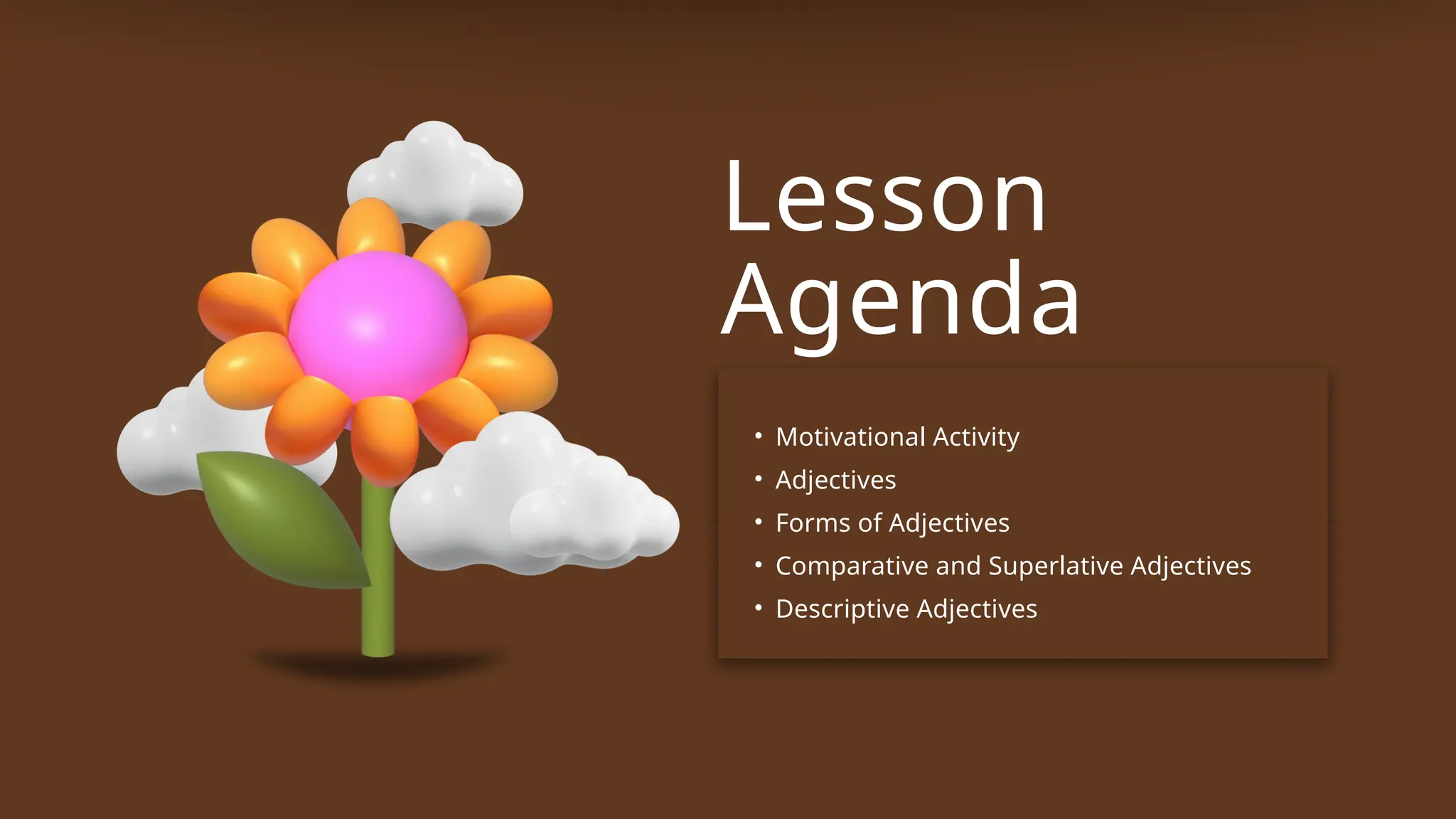 Brown 3D Gradient English Parts of Speech Adjective Educational