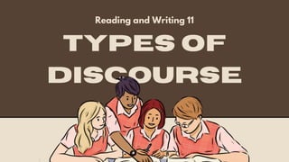 Types of
Discourse
Reading and Writing 11
 