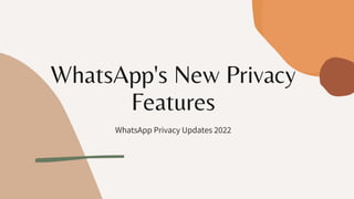 WhatsApp's New Privacy
Features
WhatsApp Privacy Updates 2022
 
