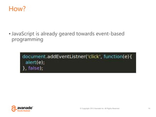 © Copyright 2012 Avanade Inc. All Rights Reserved.
How?
• JavaScript is already geared towards event-based
programming
14
 