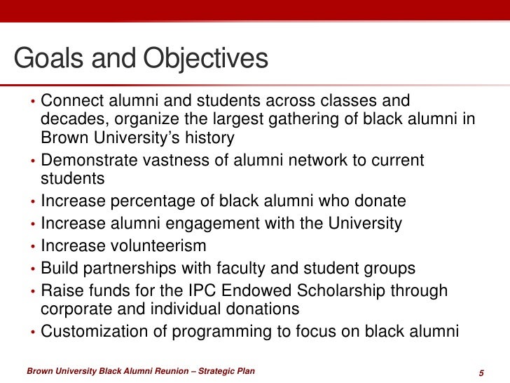 Brown University Black Alumni Reunion Strategic Overview