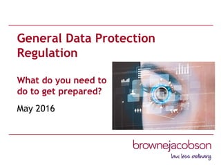 General Data Protection
Regulation
What do you need to
do to get prepared?
May 2016
 