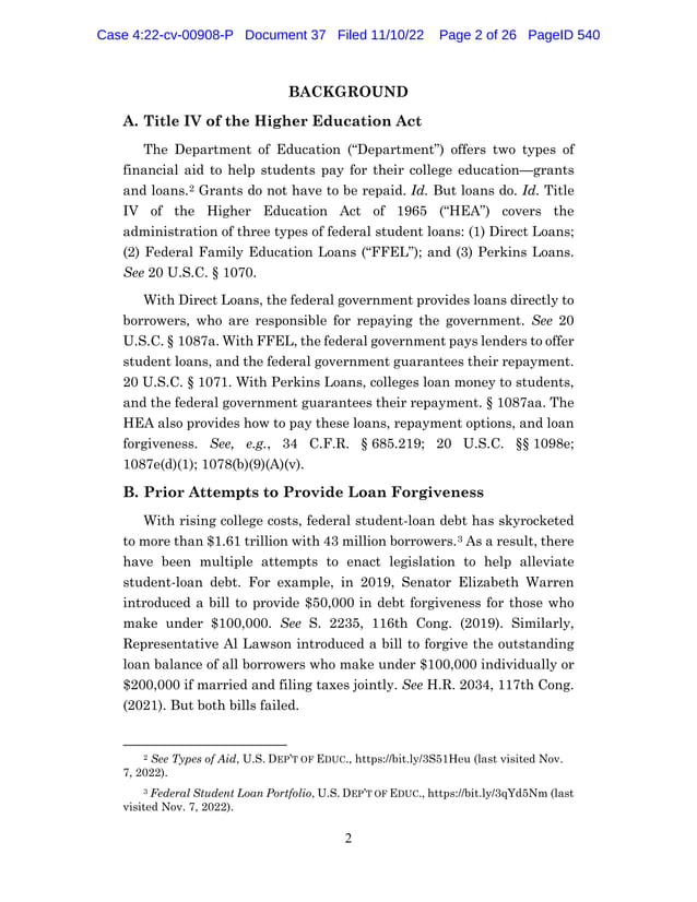 Brown et al v US Dept Edu N District TX.pdf