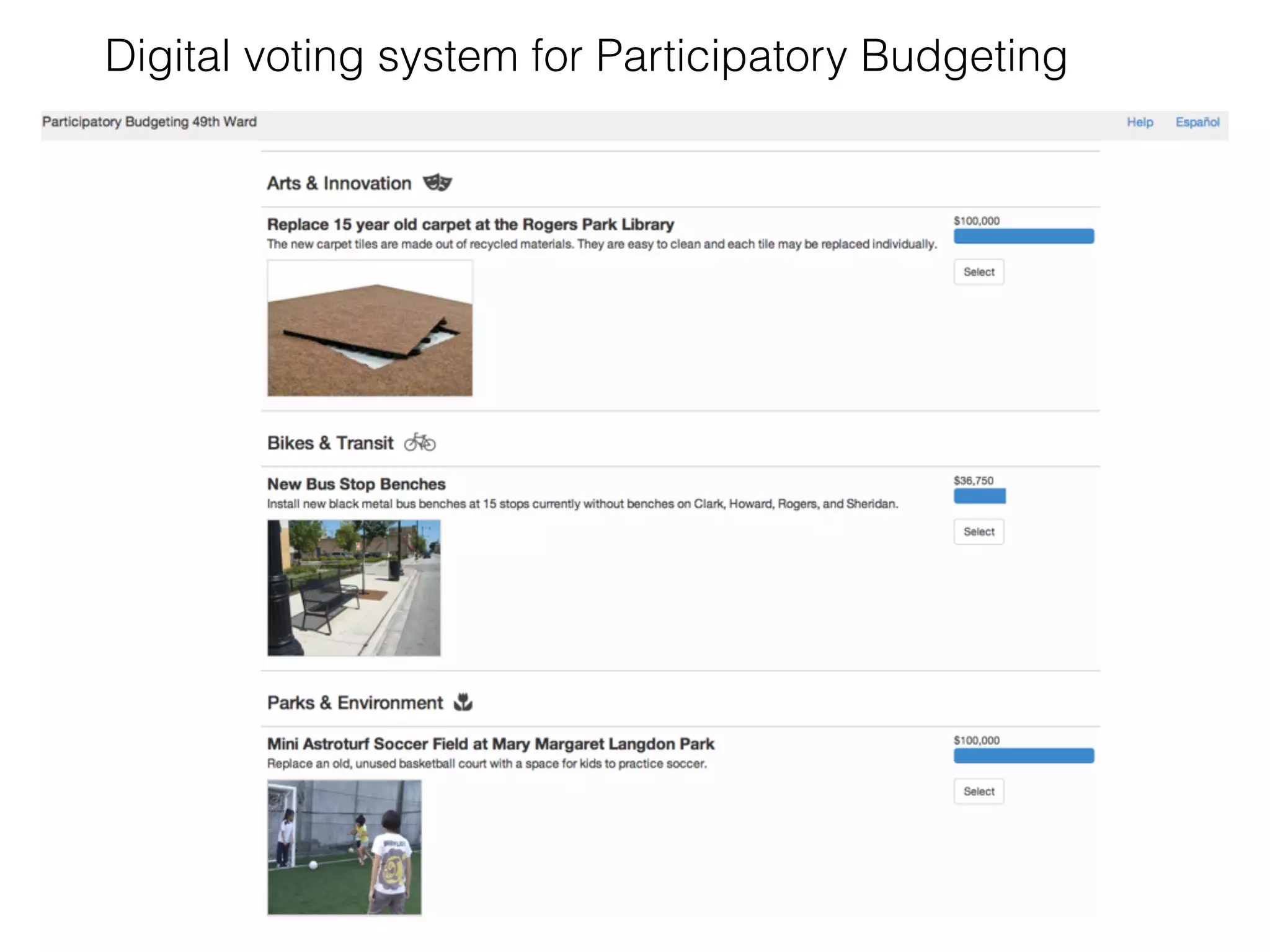 Digital voting system for Participatory Budgeting 
 