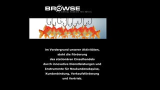 im Vordergrund unserer Aktivitäten,
steht die Förderung
des stationären Einzelhandels
durch innovative Dienstleistungen und
Instrumente für Neukundenakquise,
Kundenbindung, Verkaufsförderung
und Vertrieb.
 