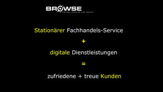 Stationärer Fachhandels-Service
digitale Dienstleistungen
+
=
zufriedene + treue Kunden
 