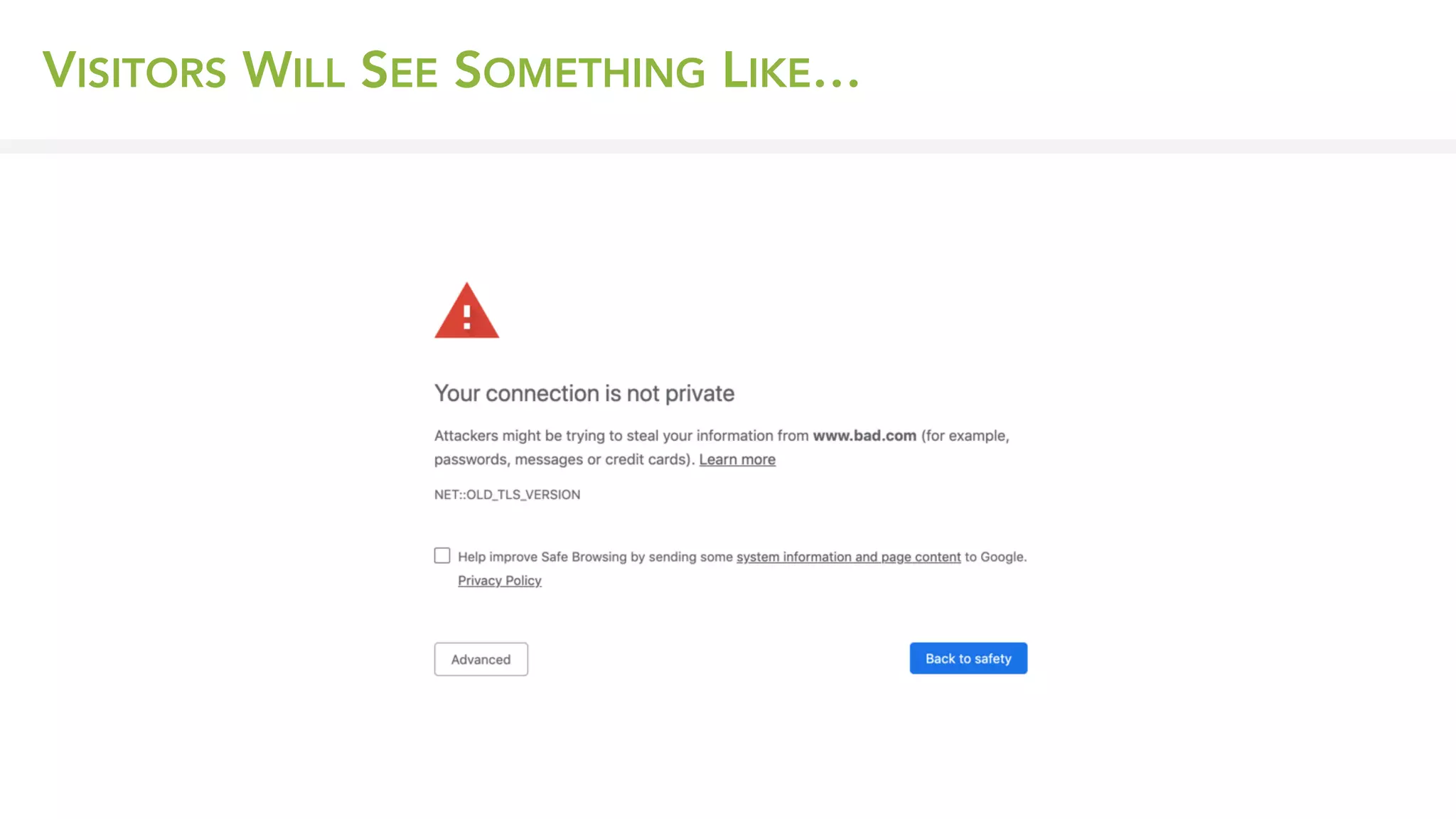 VISITORS WILL SEE SOMETHING LIKE…
 