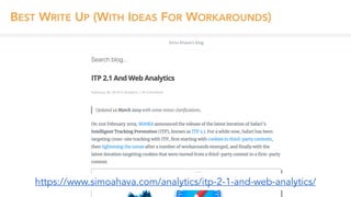 BEST WRITE UP (WITH IDEAS FOR WORKAROUNDS)
https://www.simoahava.com/analytics/itp-2-1-and-web-analytics/
 