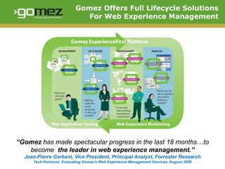 Gomez Offers Full Lifecycle Solutions
                             For Web Experience Management




“Gomez has made spect...