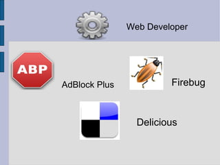 Web Developer AdBlock Plus Firebug Delicious 