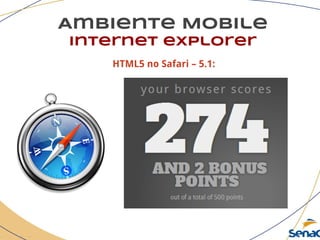 Ambiente Mobile
Internet explorer
HTML5 no Safari – 5.1:
 