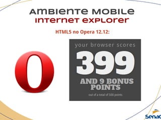 Ambiente Mobile
Internet explorer
HTML5 no Opera 12.12:
 