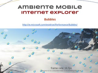 Ambiente Mobile
Internet explorer
Bubbles
http://ie.microsoft.com/testdrive/Performance/Bubbles/
 