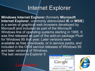 Mozilla FirefoxMozilla Firefox is a free and open source web browser descended from the Mozilla Application Suite and managed by Mozilla Corporation. As of February 2011, Firefox is the second most widely used browser with approximately 30% of worldwide usage share of web browsers.The browser has had particular success in Germany and Poland, where it is the most popular browser with 60% usage and 47% respectively.The last version is Mozilla 4Security