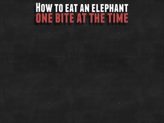 How to eat an elephant

one bite at the time

 