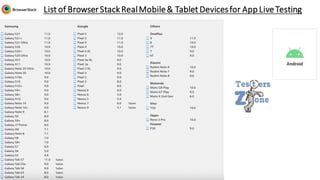 Mobile Stack Browser Browser_Stack_Intro | PDF