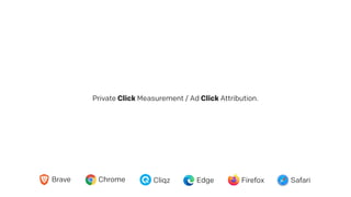 Brave Chrome Cliqz Edge Firefox Safari
Private Click Measurement / Ad Click Attribution.
 