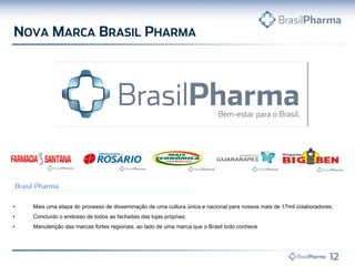 • Mais uma etapa do processo de disseminação de uma cultura única e nacional para nossos mais de 17mil colaboradores;
• Concluído o endosso de todos as fachadas das lojas próprias;
• Manutenção das marcas fortes regionais, ao lado de uma marca que o Brasil todo conhece
 