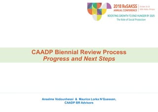 CAADP Biennial Review Process
Progress and Next Steps
Anselme Vodounhessi & Maurice Lorka N’Guessan,
CAADP BR Advisors
 