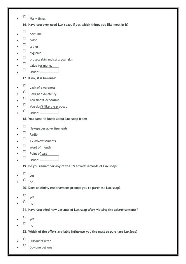 Market research project on lux soaps