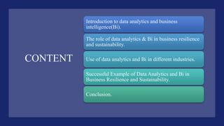 Data analytics and Business Intelligence in Business resilience and ...