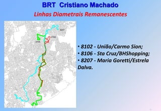 BRT Cristiano Machado
Linhas Diametrais Remanescentes



              • 8102 - União/Carmo Sion;
              • 8106 - Sta Cruz/BHShopping;
              • 8207 - Maria Goretti/Estrela
              Dalva.




                                           58
 