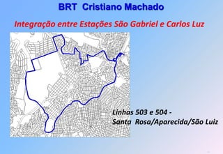 BRT Cristiano Machado
Integração entre Estações São Gabriel e Carlos Luz




                         Linhas 503 e 504 -
                         Santa Rosa/Aparecida/São Luiz


                                                     60
 