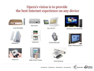 Opera's vision is to provide
the best Internet experience on any device
 