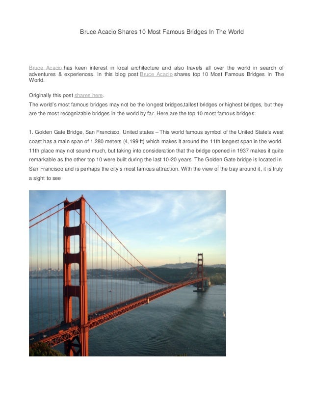 images Popular Famous Bridges In The World bruce acacio shares 10 most famous