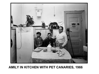 AMILY IN KITCHEN WITH PET CANARIES, 1966
 