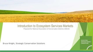 Introduction to Ecosystem Services Markets
Prepared for National Association of Conservation Districts (NACD)
Bruce Knight, Strategic Conservation Solutions
 