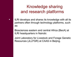 Knowledge to Action: ILRI’s role in pro-poor livestock research for development