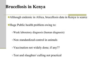 One Health units and brucellosis in Kenya