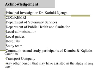 One Health units and brucellosis in Kenya