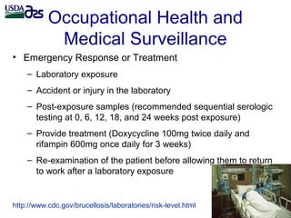 Laboratory biosafety and biosecurity issues related to Brucella research and diagnostics