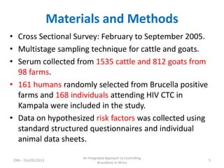 Risk factors for Brucella sero-positivity in cattle, goats and humans in Mbarara, Uganda